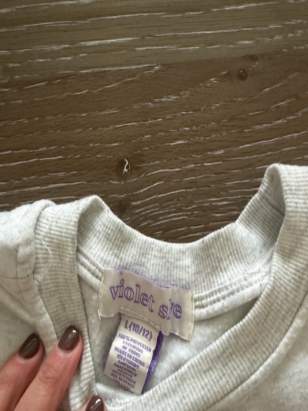 Girls Violet Skye long sleeve light gray Aspen sweatshirt size large 10/12 - Picture 2 of 2